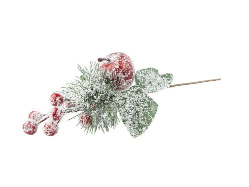 Dekoracja gałązka świąteczna z jabłkiem - 1 szt.