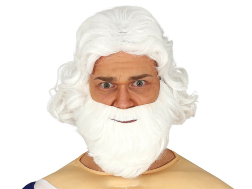 Biała peruka i broda dla mężczyzny
