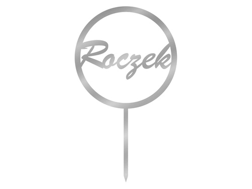 Topper z lustrzanej pleksi srebrny na tort na roczek