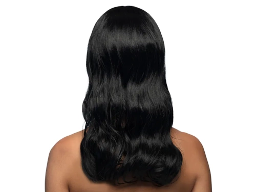 Peruka czarna z grzywką - 1 szt.