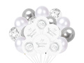 Zestaw balonów komunijnych biało-srebrny - 32 szt.