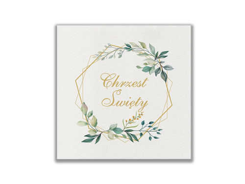 Serwetki Chrzest Święty z listkami - 40 cm - 50 szt.