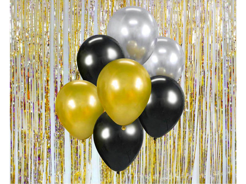 Zestaw balonów złoto-srebrno-czarny - 30 cm - 7 szt.