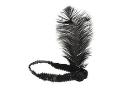 Opaska z piórem i kamykiem Retro czarna - 1 szt.