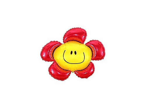 Balon foliowy Kwiatek czerwony do patyka - 34 x 37 cm