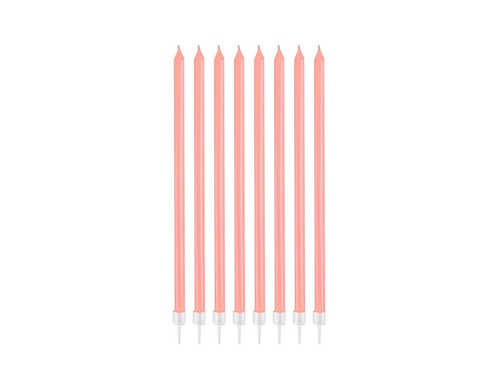 Świeczki urodzinowe perłowe jasnoróżowe - 15,5 cm - 8 szt.