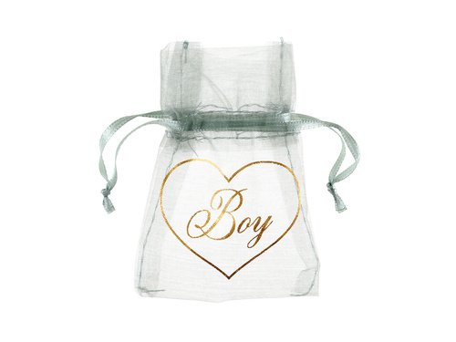 Woreczki z organzy Boy zielone - 7,5 x 10 cm - 6 szt.