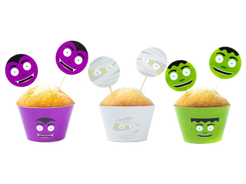 Zestaw dekoracji na babeczki Potworki - 12 szt.