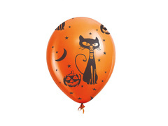 Balony z nadrukiem na Halloween - Kot - 30 cm - 10 szt.