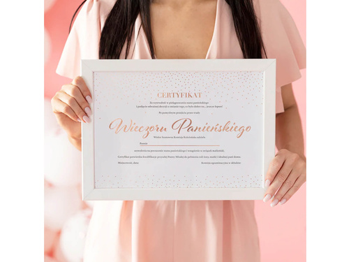 Certyfikat Wieczoru Panieńskiego różowe złoto - 1 szt.
