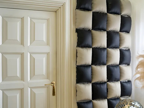 Balony foliowe Kwadraty czarno-beżowe - 35 x 35 cm - 4 szt.