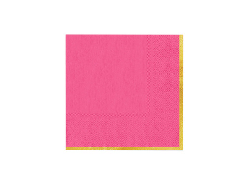 Serwetki papierowe fuksjowe ze złotym brzegiem - 33 cm - 10 szt.