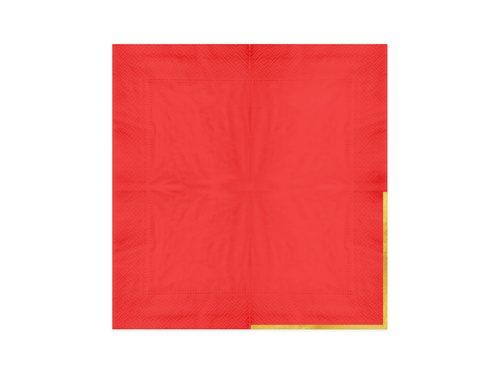 Serwetki papierowe czerwone ze złotym brzegiem - 33 cm - 10 szt.