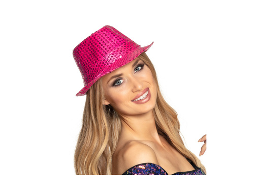 Kapelusz Popstar cekiny różowy