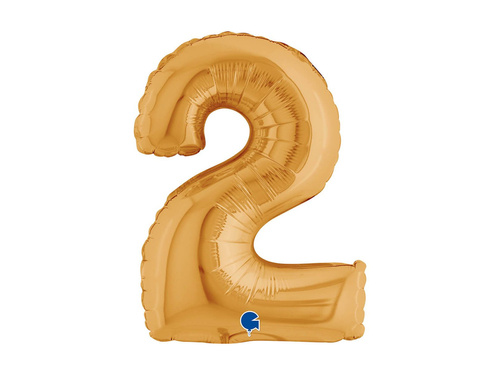 Balon foliowy cyfra 2 złoty - 14" - 1 szt.