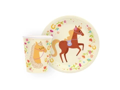 Zestaw kubeczki i talerzyki papierowe Koniki - 12 szt.