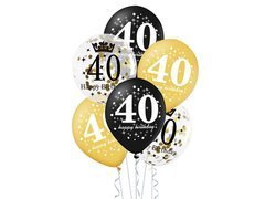 Balony lateksowe z nadrukiem na czterdziestkę - 30 cm - 6 szt.