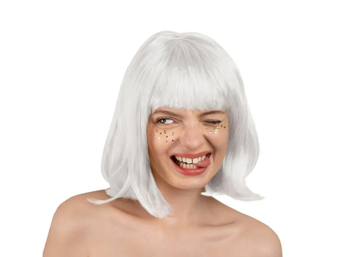 Peruka z grzywką Biała- 1 szt.