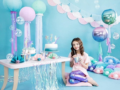 Dekoracja wisząca pompon kwiat - j. różowa - 25 cm - 1 szt.