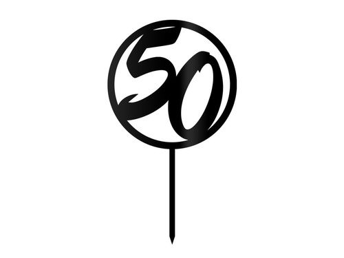Topper z pleksi czarny na tort 50 urodziny - 1 szt.