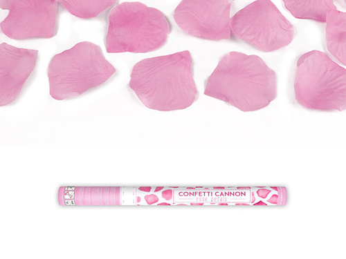 Tuba strzelająca, różowe sztuczne płatki róż, 60cm, 1 szt.