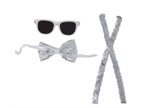 Srebrny cekinowy zestaw dodatków