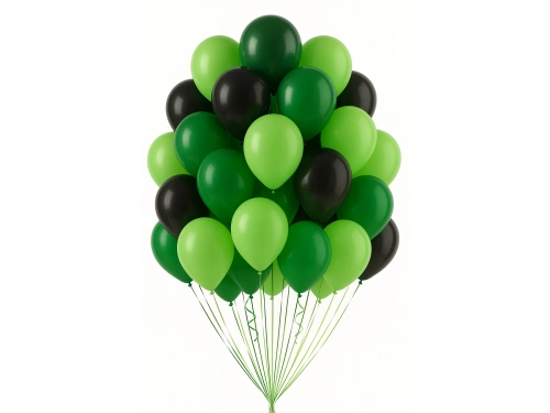 Zestaw balonów lateksowych zielono-czarne - średnie - 30 szt.