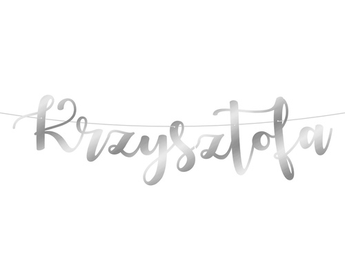 Baner srebrny Komunia Święta + imię