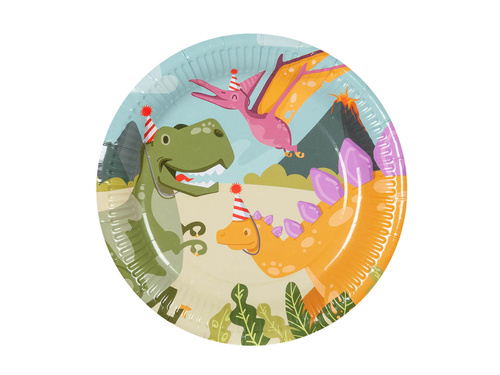Talerzyki papierowe na urodziny Dino Party - 23 cm - 10 szt.