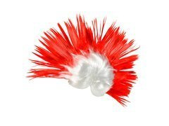 Peruka kibica irokez biało-czerwony - 1 szt.