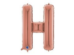 Balon foliowy litera H różowe złoto - 66 cm - 1 szt.