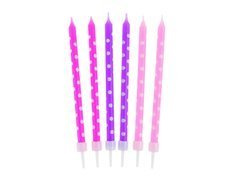 Świeczki urodzinowe w grochy dla dziewczynki - 24 szt.