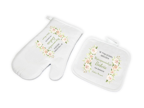 Zestaw kuchenny personalizowany Rękawica i Łapka na dzień babci