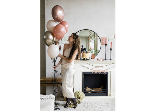 Zestaw balonów Happy Birthday beżowo-różowy - 33 cm - 6 szt.