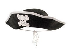 Czapka pirata z białą czaszką - 1 szt.