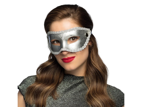 Maska karnawałowa srebrna - 1 szt.