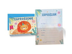 Zaproszenia z kopertą Lew - 5 szt.