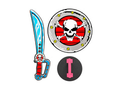 Zestaw Pirata kordelas i tarcza - miecz 52 cm, tarcza 52 cm