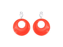 Kolczyki klipsy Koła pomarańczowe neonowe