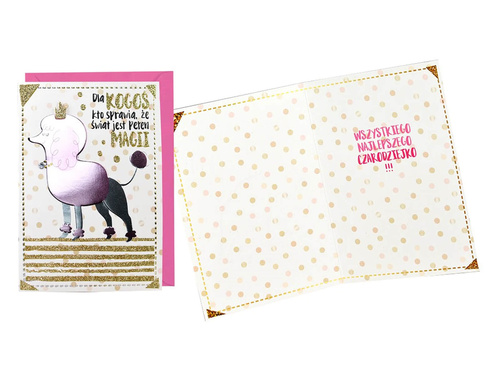 Kartka urodzinowa z kopertą Pudelek - 1 szt.