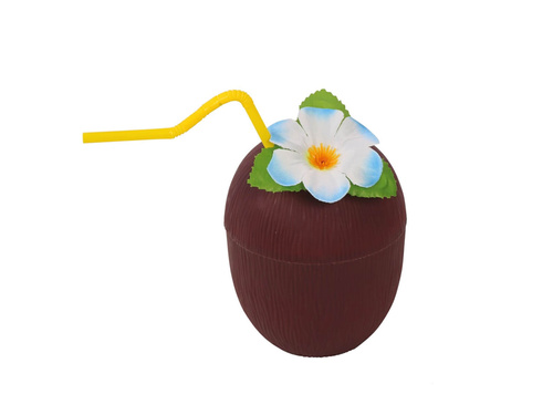 Kubek hawajski kokos ze słomką - 1 szt.