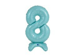 Balon foliowy stojący cyfra 8 pastelowa niebieska - 64 cm - 1 szt.