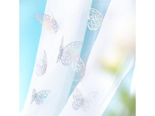 Naklejki motylki koronkowe holograficzne srebrne - 12 szt.