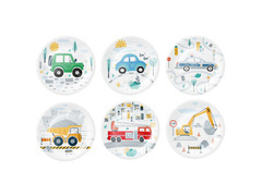 Talerzyki papierowe na urodziny Auta - 18 cm - 6 szt.