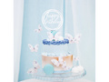 Topper na tort Happy Birthday srebrny - 1 szt.