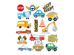 Tatuaże zmywalne Auta - 17 szt.