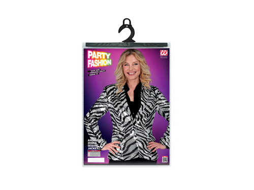 Imprezowa marynarka Party Fashion - srebrny motyw zebry