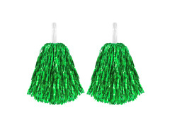 Pompony cheerleaderki metaliczne zielone - 2 szt.