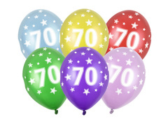 Balony lateksowe z cyferką 70 - mix - 30 cm - 50 szt.