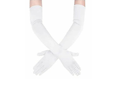 Rękawiczki karnawałowe białe długie - 55 cm
